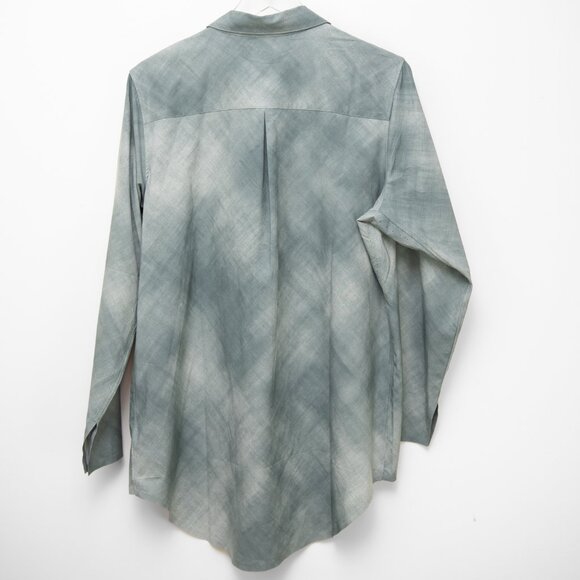 Athleta Urbanite Shirt Button Up Long Sleeve Top Denali Green Grey Size Large - Picture 3 of 7
